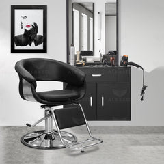 Professional Salon Ladies Chair Black and Chrome - al basel cosmetics