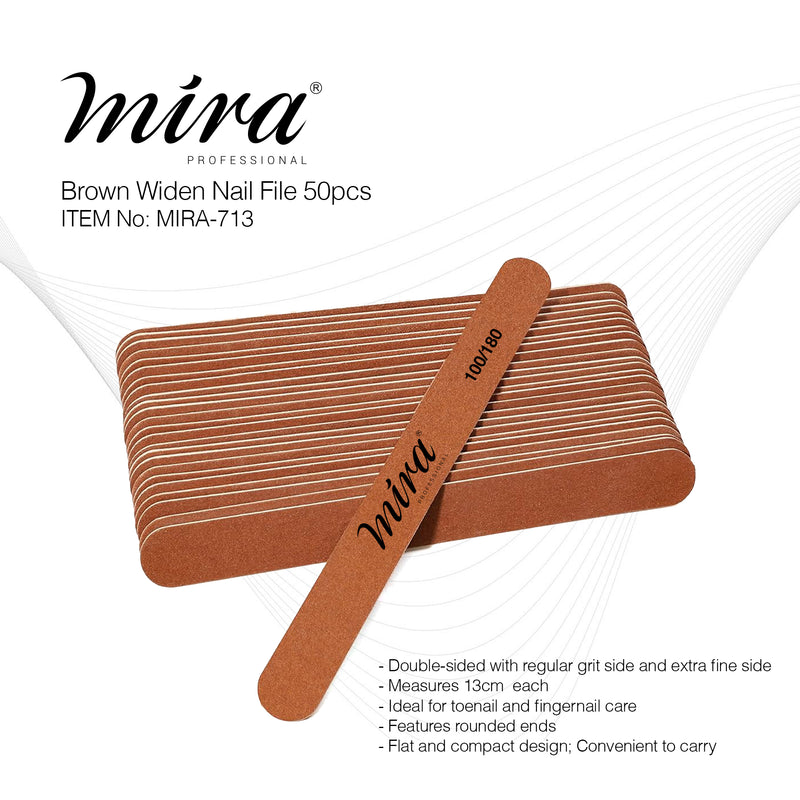 Professional Wooden Straight Nail File 50Pcs Mira 713
