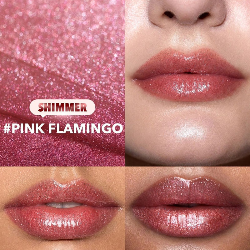 SHEGLAM Pink Flamingo Shimmer Lip Plumper - Pout-Perfect Gloss UAE - Al Basel Cosmetics UAE - lip gloss - lip boosting lip gloss - sheglam lip gloss in UAE