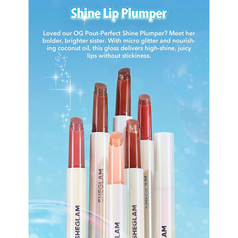 SHEGLAM Pink Flamingo Shimmer Lip Plumper - Pout-Perfect Gloss UAE - Al Basel Cosmetics UAE - lip gloss - lip boosting lip gloss - sheglam lip gloss in UAE