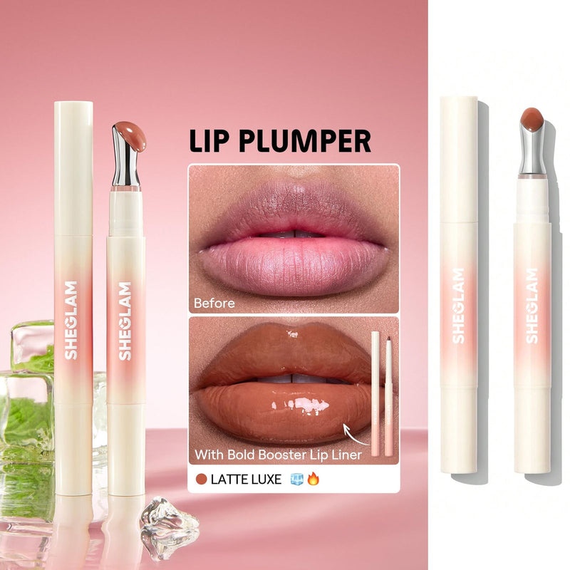 SHEGLAM Latte Lux Bold Booster Lip Plumper - Neutral Gloss Lip Plumper UAE - Lip gloss - Lip Plumper - Lip booster with metal tips - Al Basel Cosmetics UAE