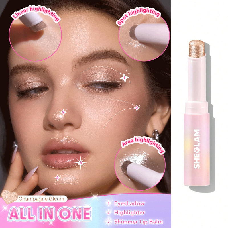 SHEGLAM Crystal Jelly Glaze Stick Champagne Gleam | Glimmering Gold Tint – Al Basel UAE - lip tint - blush tint for makeup - Al Basel Cosmetics