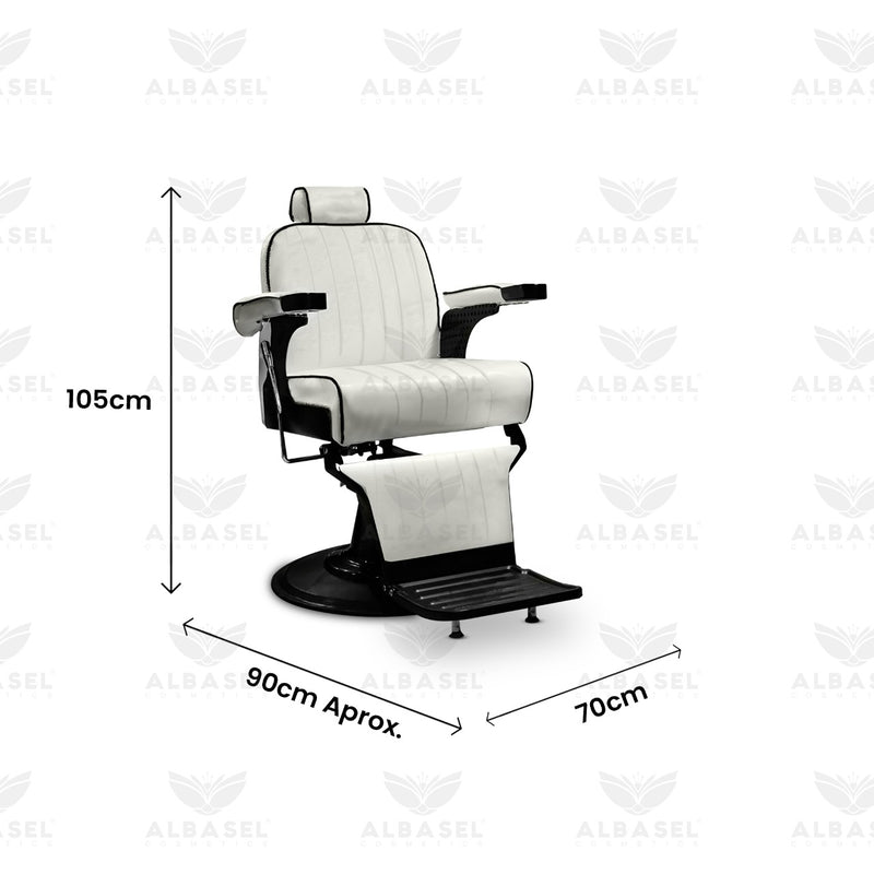 White and Black Salon Professional Gents Barber chair - salon chair - gents chair - barber chair - al basel cosmetics