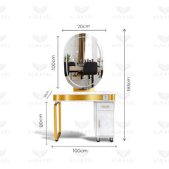 Salon Mirror white & Gold with wireless charger point - salon mirror - al basel cosmetics