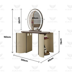 Beige Color Salon Spa Double Sided Mirror Station with Storage Shelves - salon mirror - mirror with shelves - al basel cosmetics 