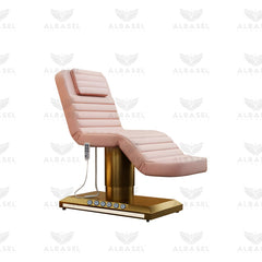 Massage Electric Bed Pink with Golden Base for Salon Spa - salon bed - massage bed - pink bed - al basel cosmetics 