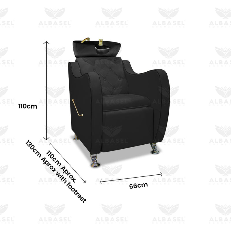 Black & Gold Salon Spa Hair Washing Shampoo Chair - shampoo chair - hair washing chair - al basel cosmetics