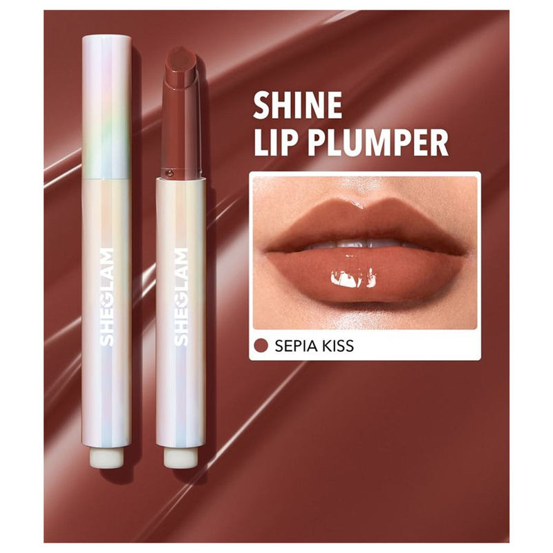 SHEGLAM Sepia Kiss Pout-Perfect Shimmer Lip Plumper - Glossy Brown Lip Plumper UAE - Shimmer Gloss – Al Basel UAE - Lip gloss - sheglam plumper lip gloss