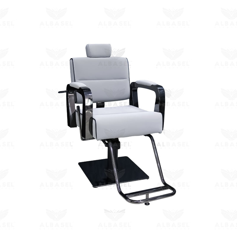 Silver and Black Ladies Salon Chair with Hydraulic - ladies chair - salon chair - al basel cosmetics