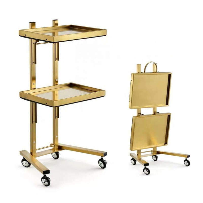 Modern Salon Serving Trolley for Beauty Professionals – Golden Finish - salon trolley Oman - Beauty salon serving trolley Saudi Arabia - Golden trolley Qatar - Al Basel