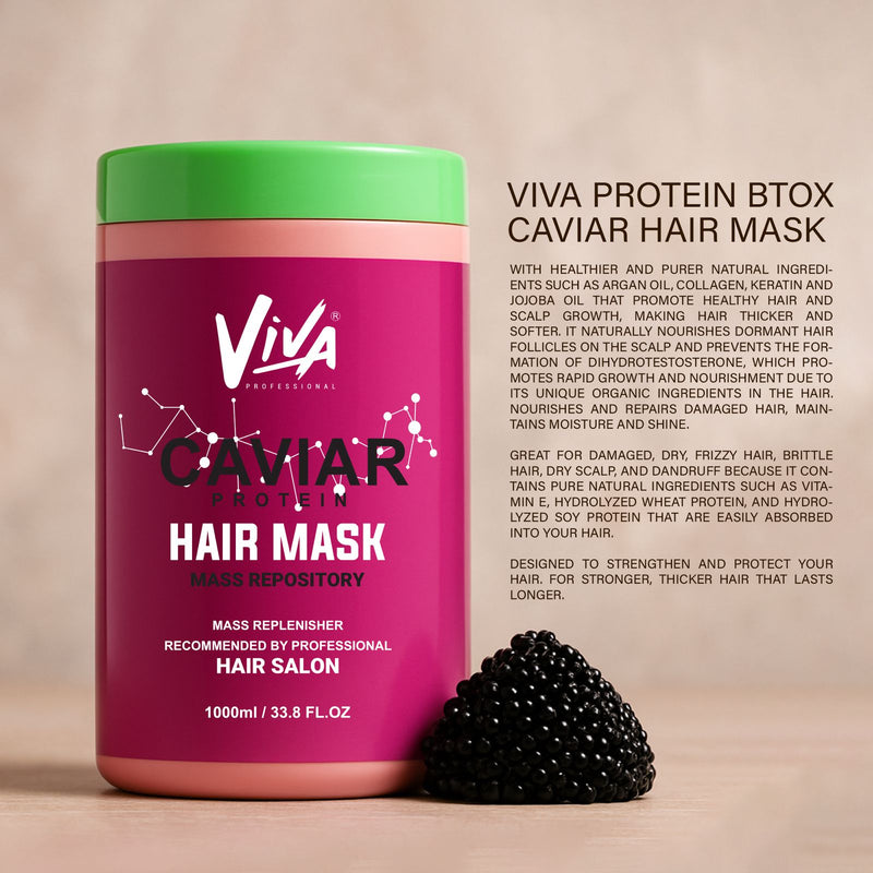 Caviar Btox Protein Hair Mask 1000ml Viva Professional | Restore & Strengthen Hair - hair ask with caviar - professional hair mask - Al Basel Cosmetics - UAE