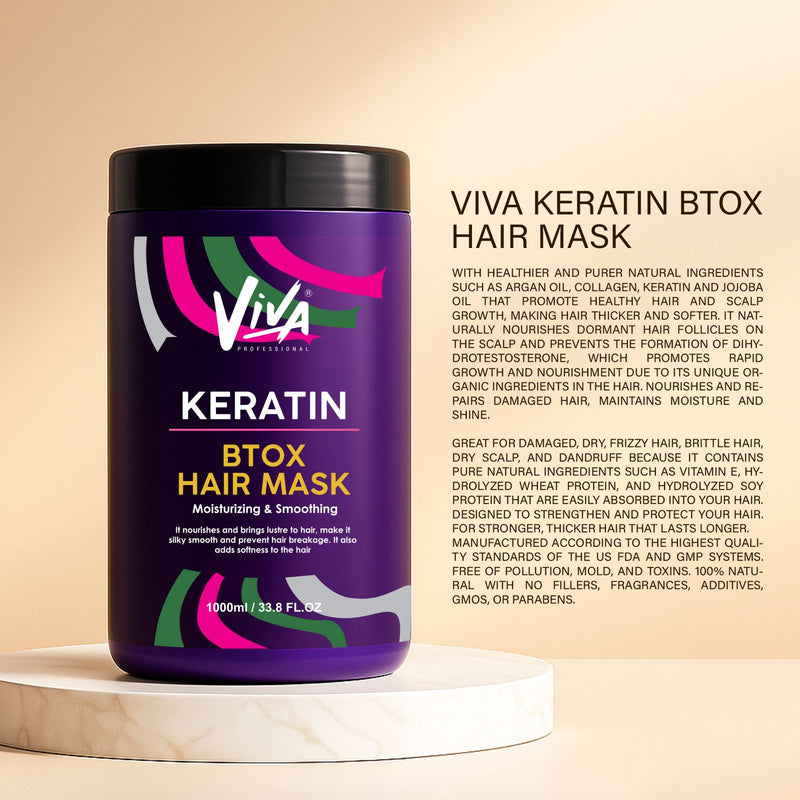 Keratin Btox Hair Mask 1000ml Viva Professional – Intense Repair & Frizz Control - professional keratin hair mask - Al Basel Cosmetics - UAE - Hair mask in Saudi Arabia