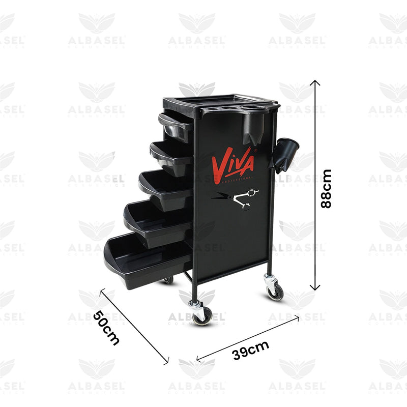 Viva Professional Metal Trolley Black - al basel cosmetics - salon trolley 