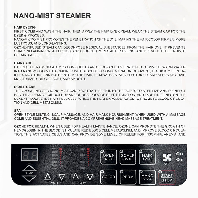 Black Nano Mist Ozone Hair Steamer – Professional Salon & Spa Use - Nano mist steamer - Hair steamer - Al Basel Cosmetics - UAE