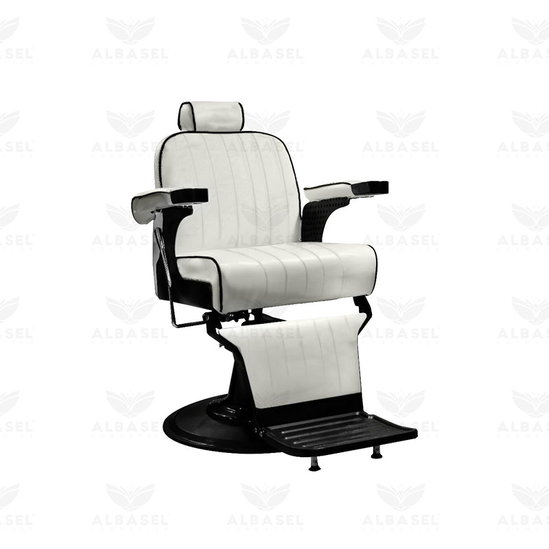 White and Black Salon Professional Gents Barber chair - salon chair - gents chair - barber chair - al basel cosmetics