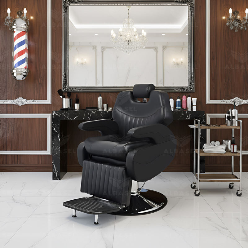 Gents Salon Barber Chair Black Color - Barber gents chair - Salon chair in UAE - Al Basel Cosmetics - UAE