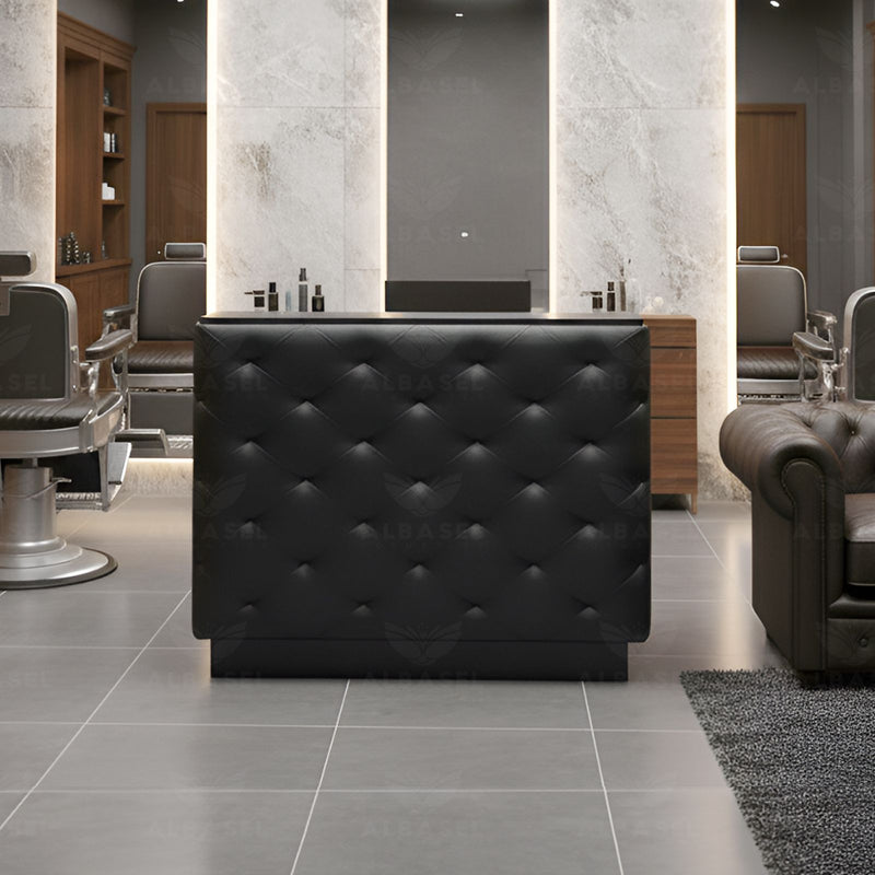 Reception Desk Black High Quality - office reception counter - sap reception desk - Al Basel cosmetics - UAE