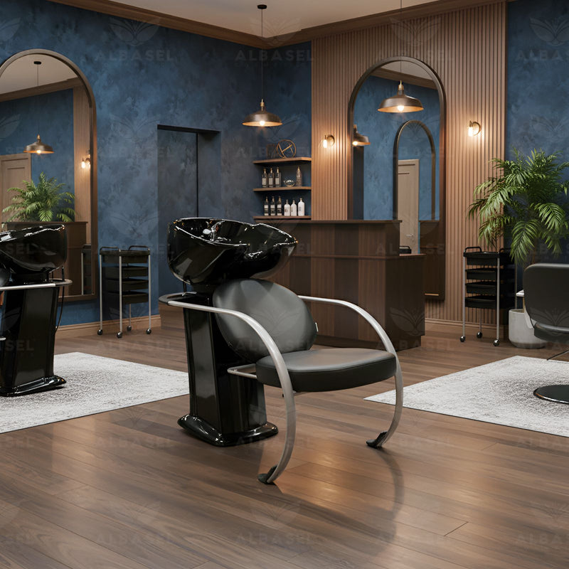 Salon Hair washing Spa Shampoo Chair Black - Shampoo chair - Al Basel Cosmetics - UAE