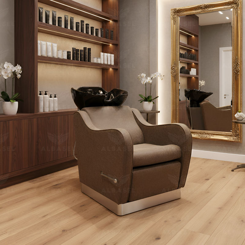 Salon Hair Washing Chair Old Brown - al basel cosmetics