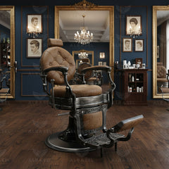Barber Chair Old Brown for Hair Cutting - Al basel cosmetics - Salon chair UAE - Luxury Barber Chair