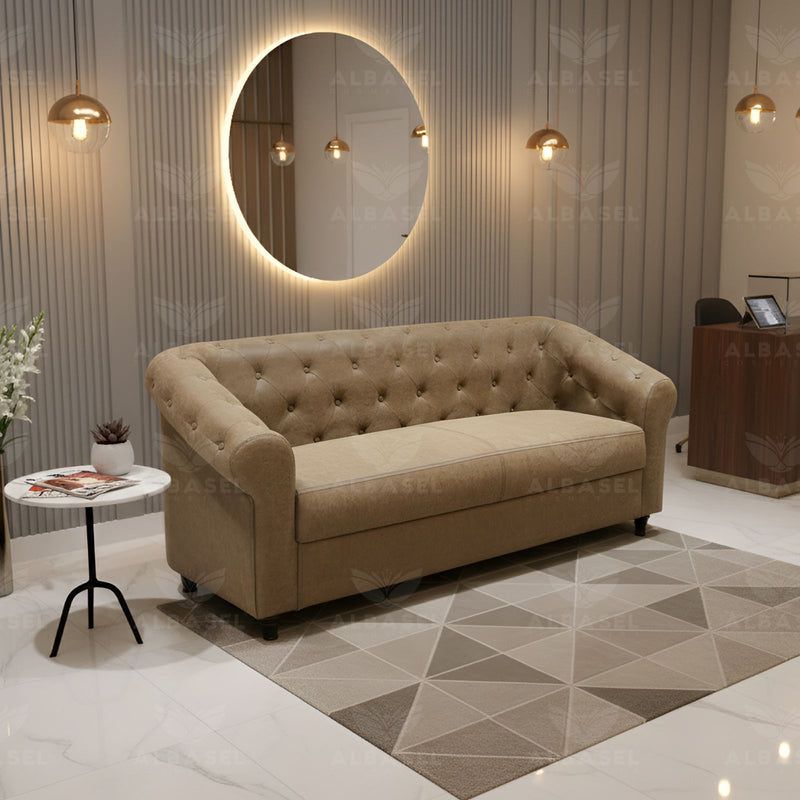 Reception Waiting Sofa Old Brown for salon & offices - Al Basel Cosmetics - UAE
