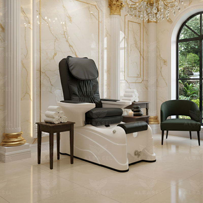 Salon Spa Pedicure Chair Black & White - Salon pedicure chair - Al Basel Cosmetics - UAE