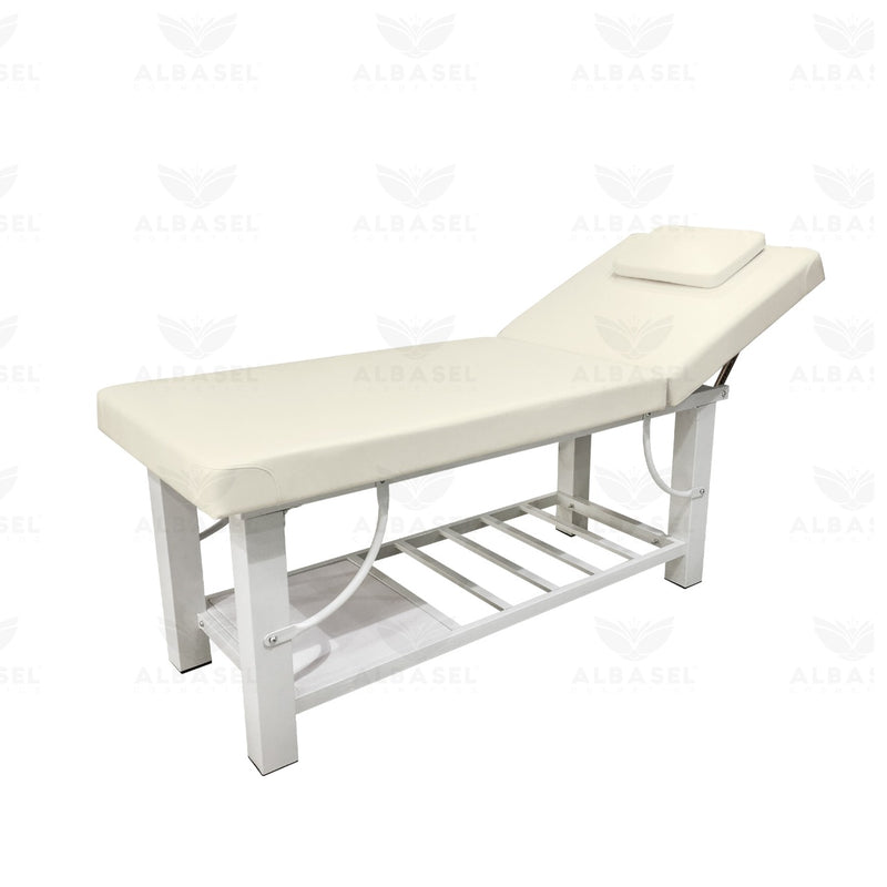 White spa bed for facial, massage, and waxing – professional salon equipment - Al Basel Cosmetics - UAE