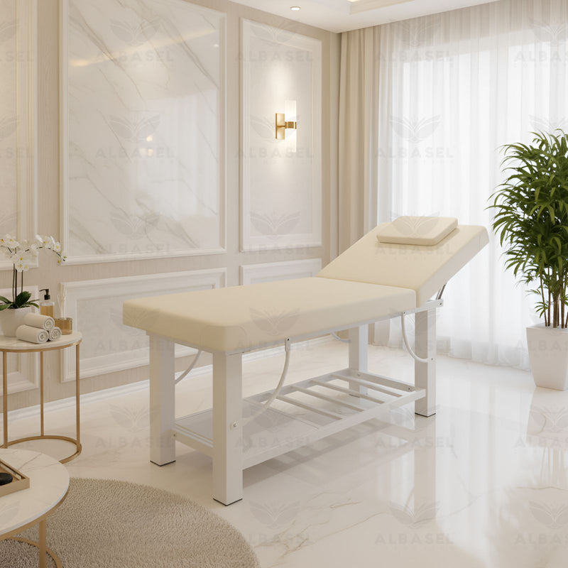 Spa Facial Massage Waxing Bed White - Spa massage bed - Clinical bed in UAE - Waxing bed - Treatment bed in Dubai - Al Basel Cosmetics - UAE