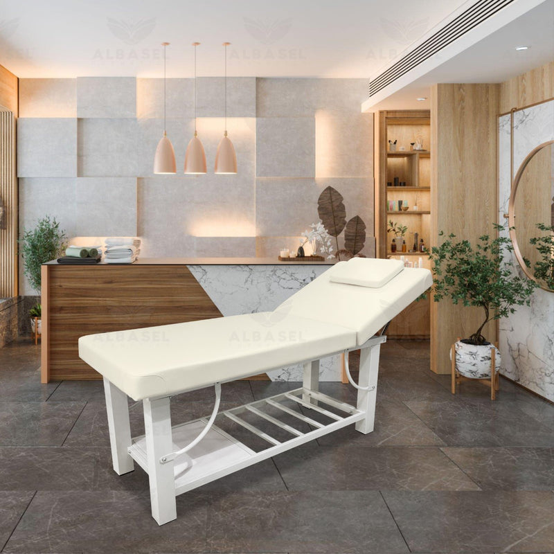 White spa bed for facial, massage, and waxing – professional salon equipment - Al Basel Cosmetics - UAE