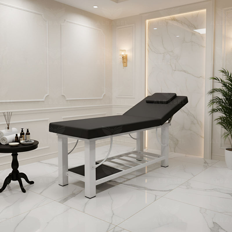 Spa Facial Massage Waxing Bed Black - facial bed - Massage bed for spa - clinical treatment bed - Al Basel Cosmetics - UAE