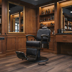 Black and Brown Barber Salon Hair Cutting Chair - Hair cutting barber chair - Al Basel Cosmetics - UAE