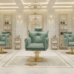 Professional Ladies Salon Styling Chair Green - ladies styling chair - salon furniture in UAE - Al Basel Cosmetics