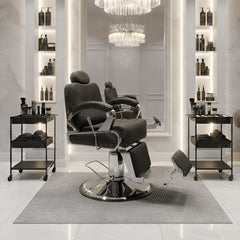 Salon Professional Black and Chrome Barber Chair - Al Basel Cosmetics - Barber chair - UAE