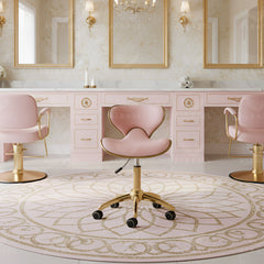 Pink & Gold Salon Spa Stool with swivel - salon swivel stool - beauty salon stool - Al Basel Cosmetics - UAE