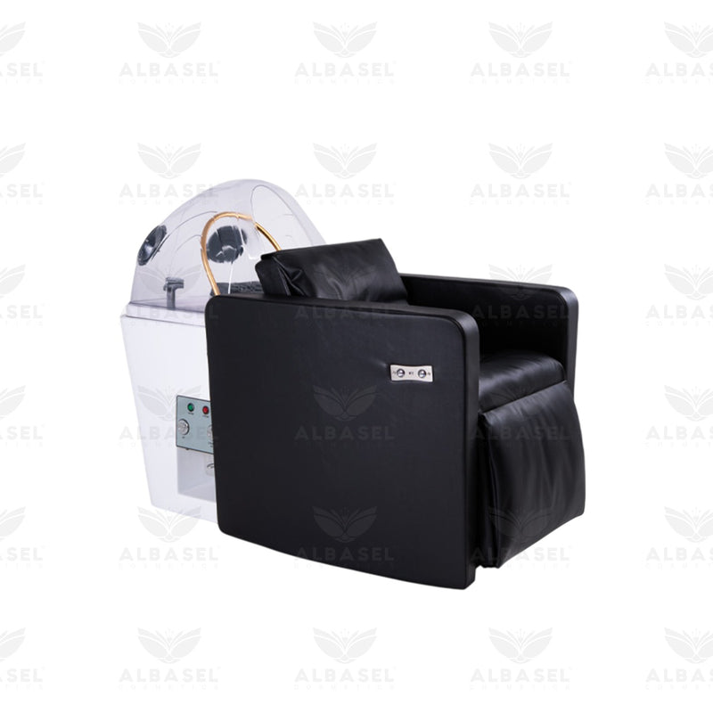 Salon Spa Electric Hair Washing Shampoo Chair with Steamer Black - Al Basel Cosmetics - Bed with hair washing unit