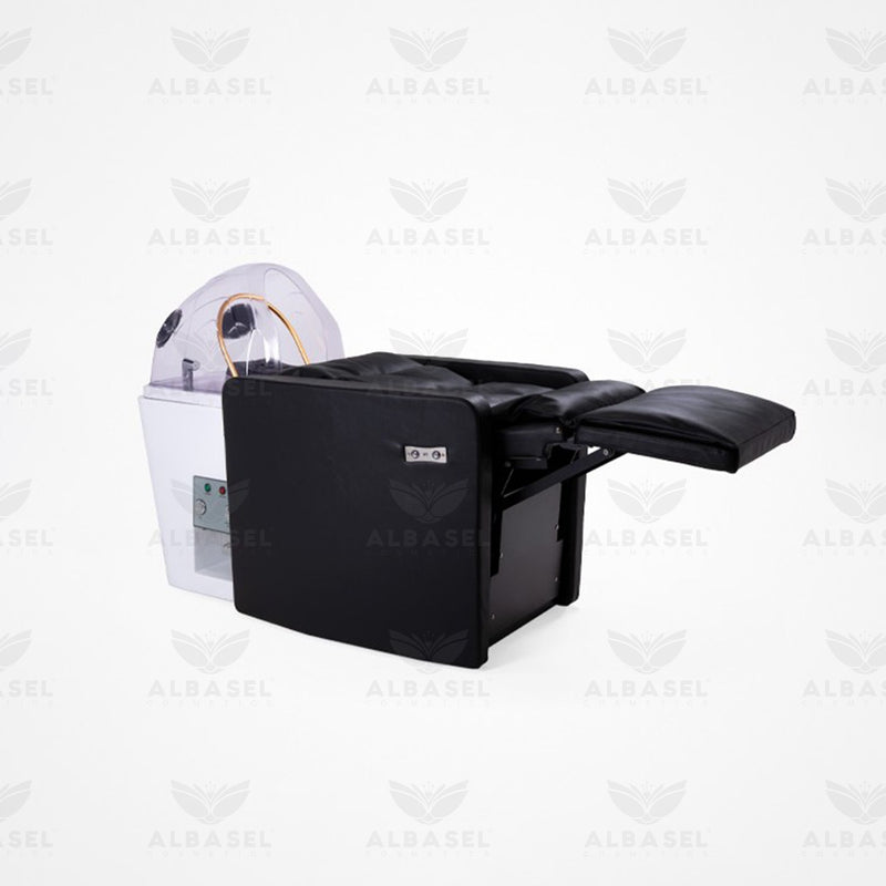 Salon Spa Electric Hair Washing Shampoo Chair with Steamer Black - Hair washing chair with steamer function - Bed with hair washing unit in UAE - Al Basel Cosmetics - UAE