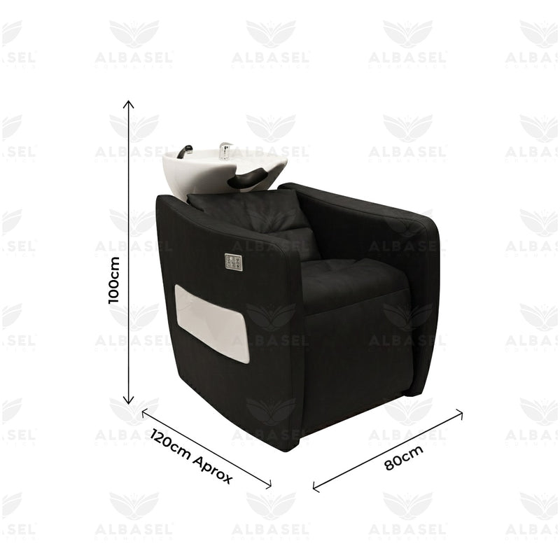 Electric Black Hair Washing Shampoo Chair with Light and Massage for Salon & Spa - Al Basel Cosmetics - UAE