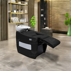 Electric Black Hair Washing Shampoo Chair with Light and Massage for Salon & Spa - Hair washing shampoo bed - Black hair washing chair in UAE - Al Basel Cosmetics
