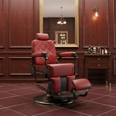Red Barber Gents Salon Hair Cutting Chair - Gents hydraulic chair for salon - reciling barber chair - Massage hair for salon - Barber hair cutting chair - Al Basel Cosmetics - UAE