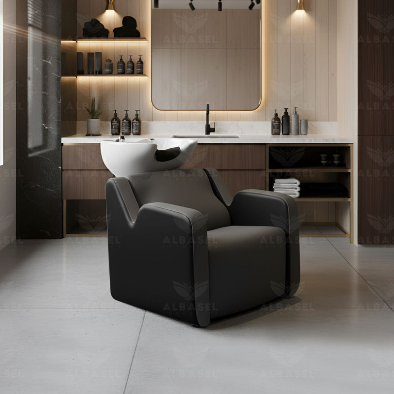 Dark Gray Salon Spa Professional Hair Washing Shampoo Chair - Hair washing chair - Al Basel Cosmetics - UAE