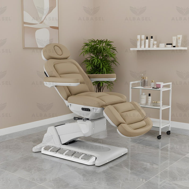 Brown All-Electric Medi Spa Exam Chair – Professional Adjustable Aesthetic Treatment Chair - clinical bed - spa massage bed - Massage bed Saudi Arabia - Clinical massage bed Oman - Al Basel Cosmetics - UAE