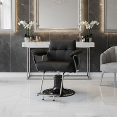 Luxury Black and Silver Styling Chair for Ladies Salons - Ladies salon furniture in UAE