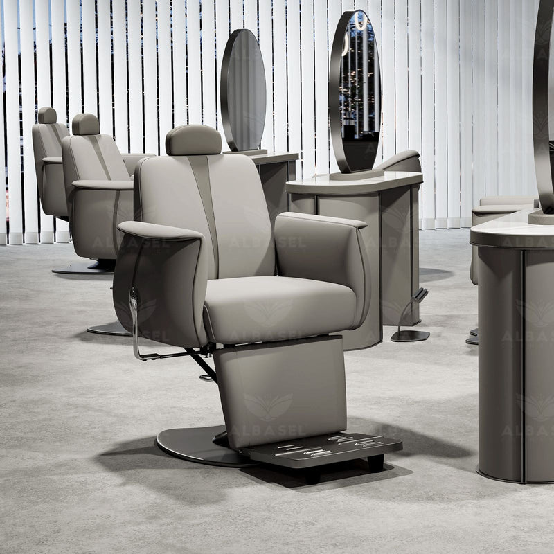 Grey Makeup Chair – Comfortable Salon & Spa Chair - styling chair UAE - Grey Salon Furniture Saudi Arabia - Al Basel Cosmetics - UAE