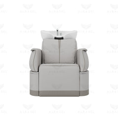 Electric Reclining Hair Wash Chair for Salon & Spa with Movable Footrest Grey - Al Basel Cosmetics - UAE