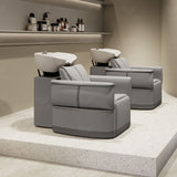 Electric Reclining Hair Wash Chair for Salon & Spa with Movable Footrest Grey - Al Basel Cosmetics - UAE