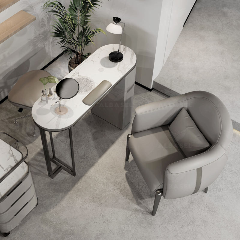 Professional Manicure Table with Chair – Grey Salon Spa Set - Al Basel Cosmetics - UAE