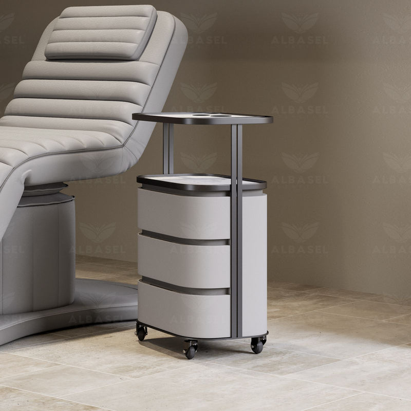 Salon & Spa Trolley – 3-Tier Storage Cart for Professional Beauty Studios Grey - Al Basel Cosmetics - UAE