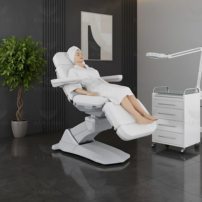 Electric Facial Spa Bed – 4-Motor Adjustable Aesthetic Treatment Chair White