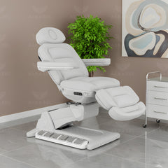 White Electric Clinical Treatment Chair – Adjustable Spa Bed & Aesthetic Exam Chair with Remote - Massage bed - Al Basel Cosmetics - UAE