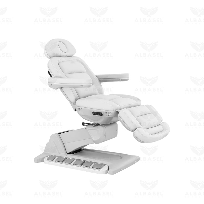 White Electric Clinical Treatment Chair – Adjustable Spa Bed & Aesthetic Exam Chair with Remote - Massage bed - Al Basel Cosmetics - UAE